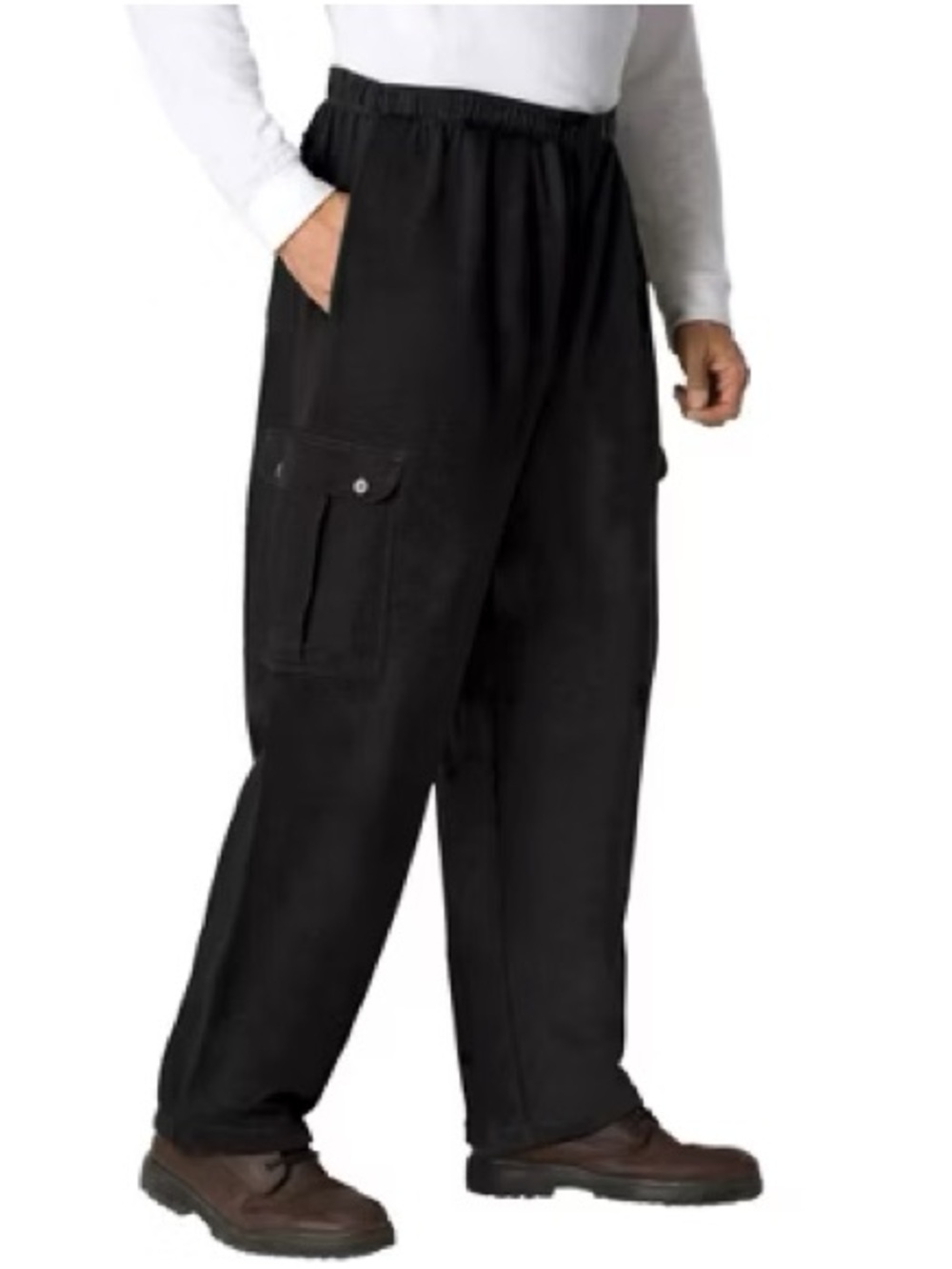 Men's Black Cargo Pants with Elastic Waist
